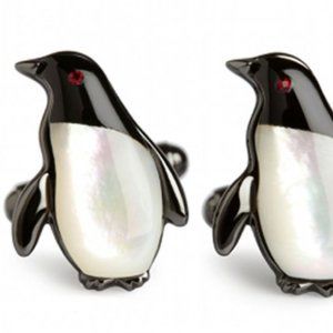 Onyx Mother of Pearl Penguin Cufflinks
